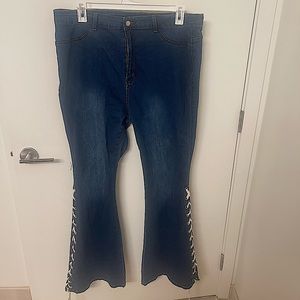 Fashion Nova flare lace up jeans